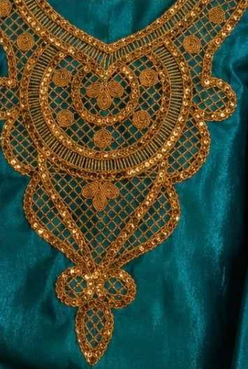 Elegant Teal Embroidered 3-Piece Suit