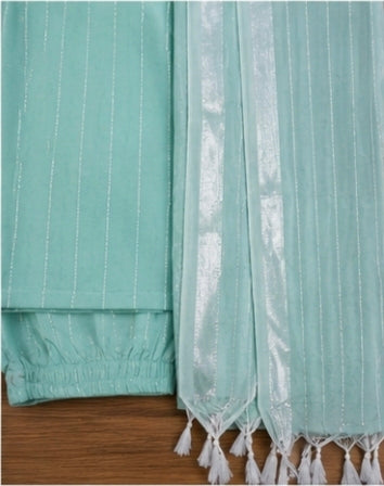 Elegant Mint Embroidered 3-Piece Suit