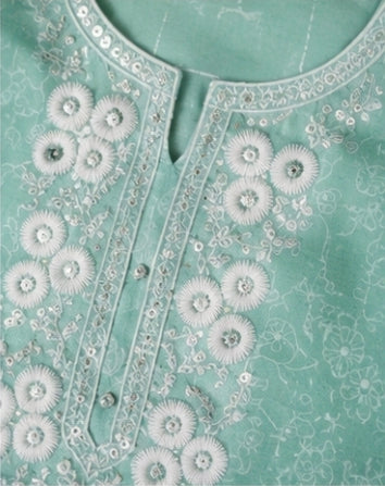 Elegant Mint Embroidered 3-Piece Suit